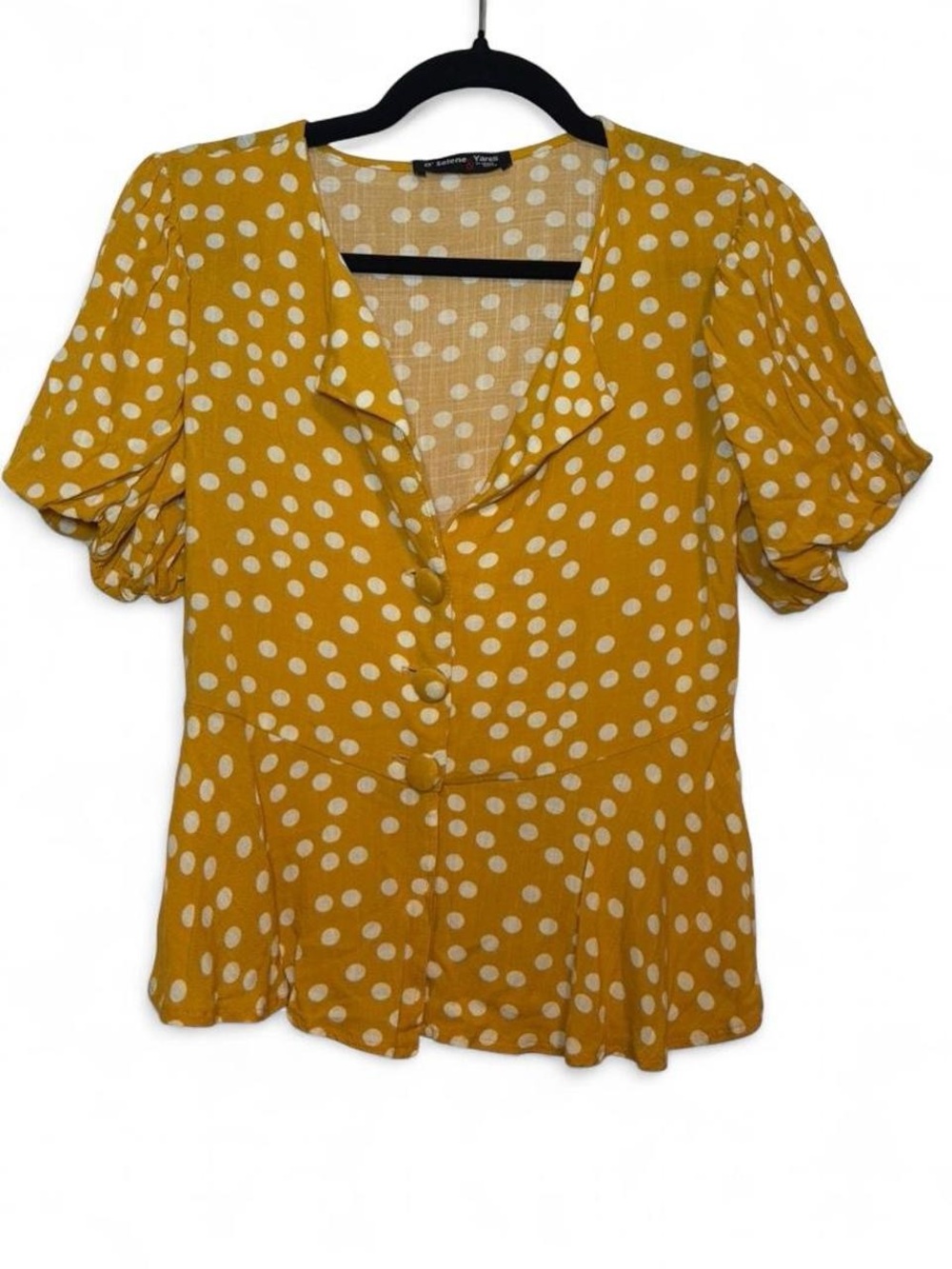 D’Selene & Yareli Yellow Polka Dot Button-Up Blouse